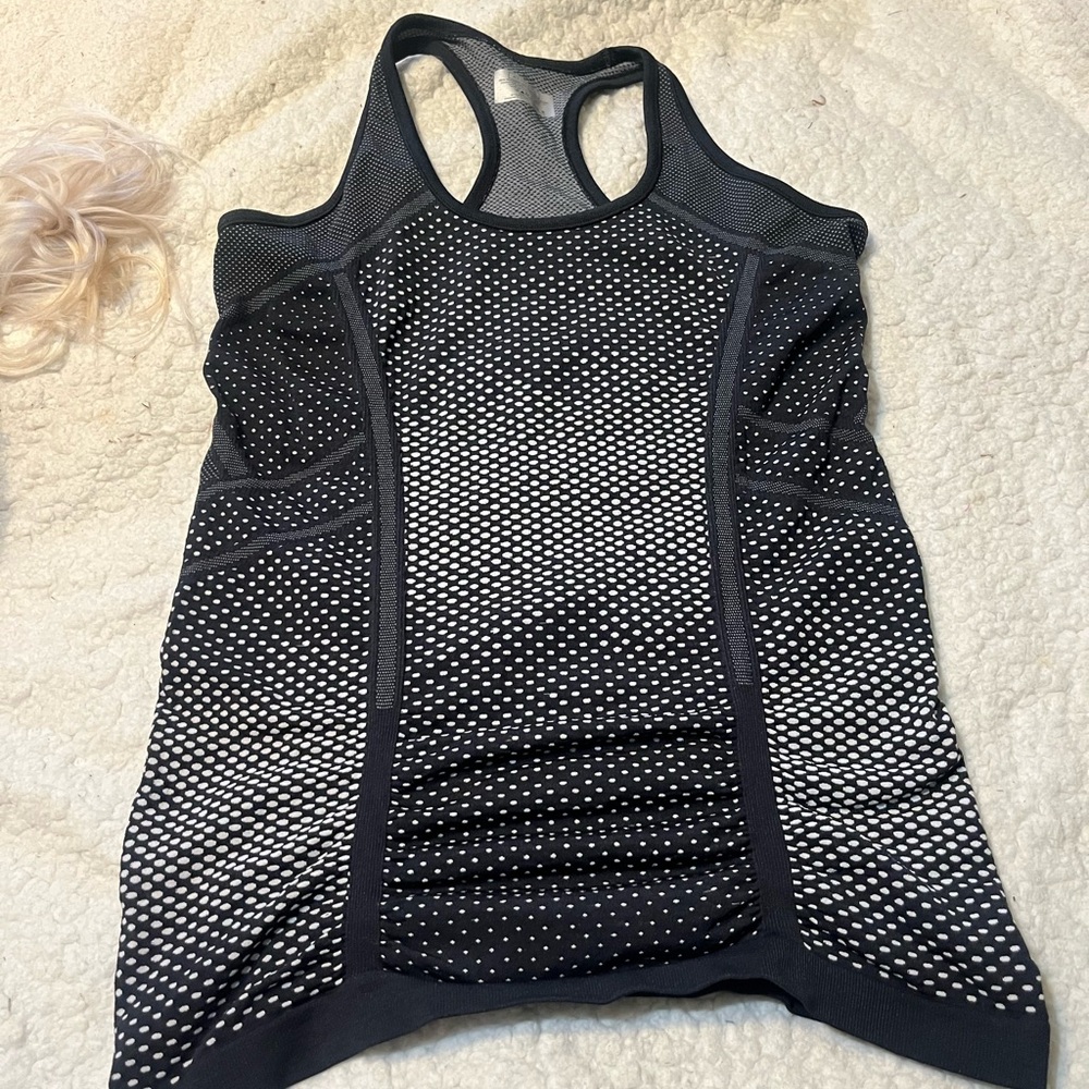 Athleta Black and White Mesh Tank Top size S